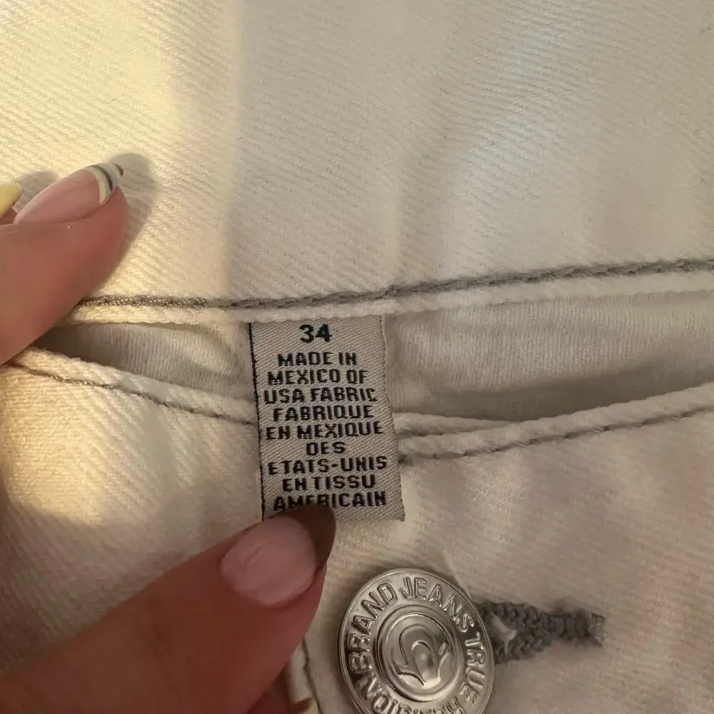 TRUE RELIGION Men's Ricky Straight Jean Size 34 In White